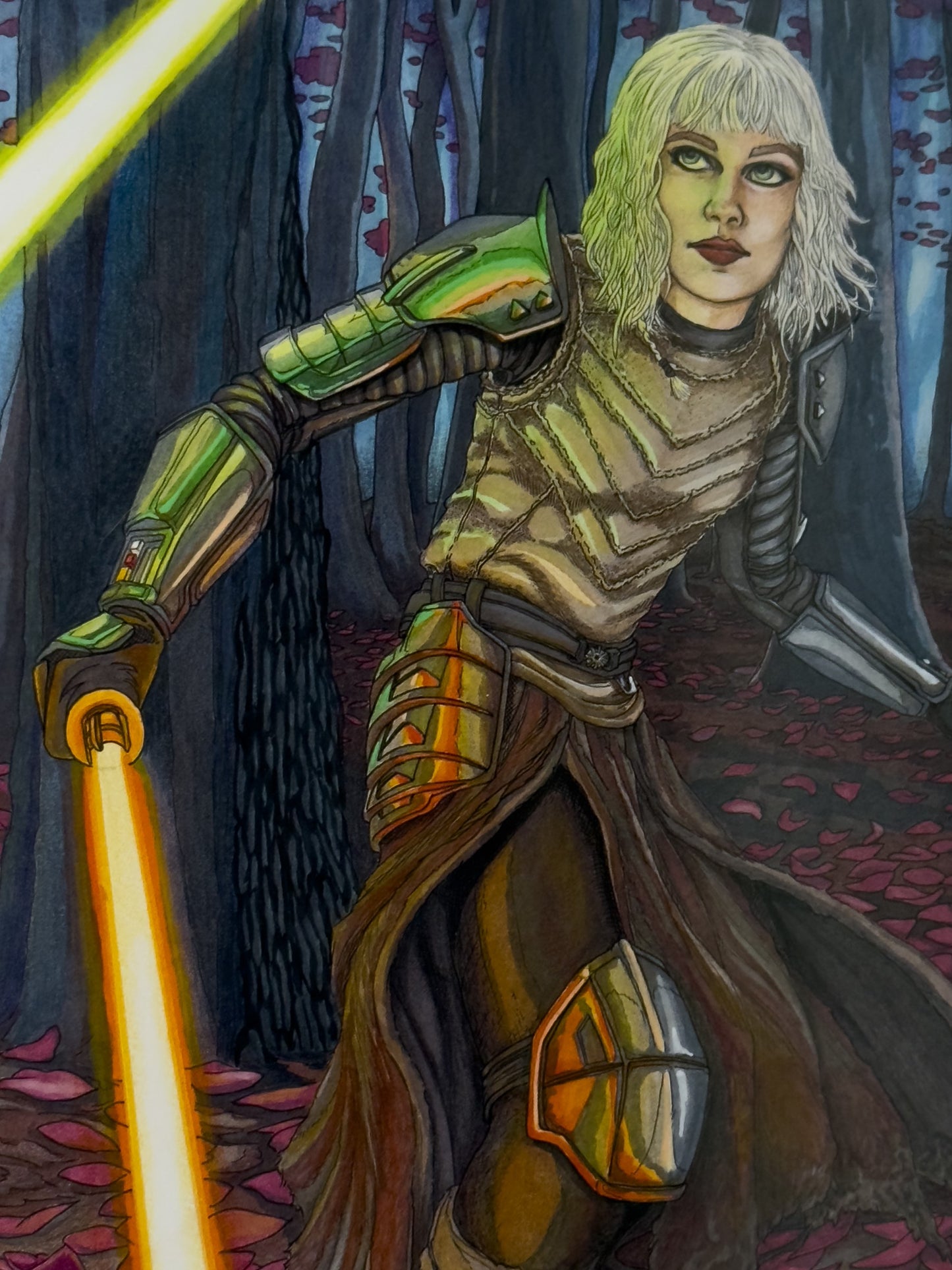 Shin Hati – Lightsaber Duel Original Artwork (One-of-a-Kind, 11x14") by Artist Jason Dement