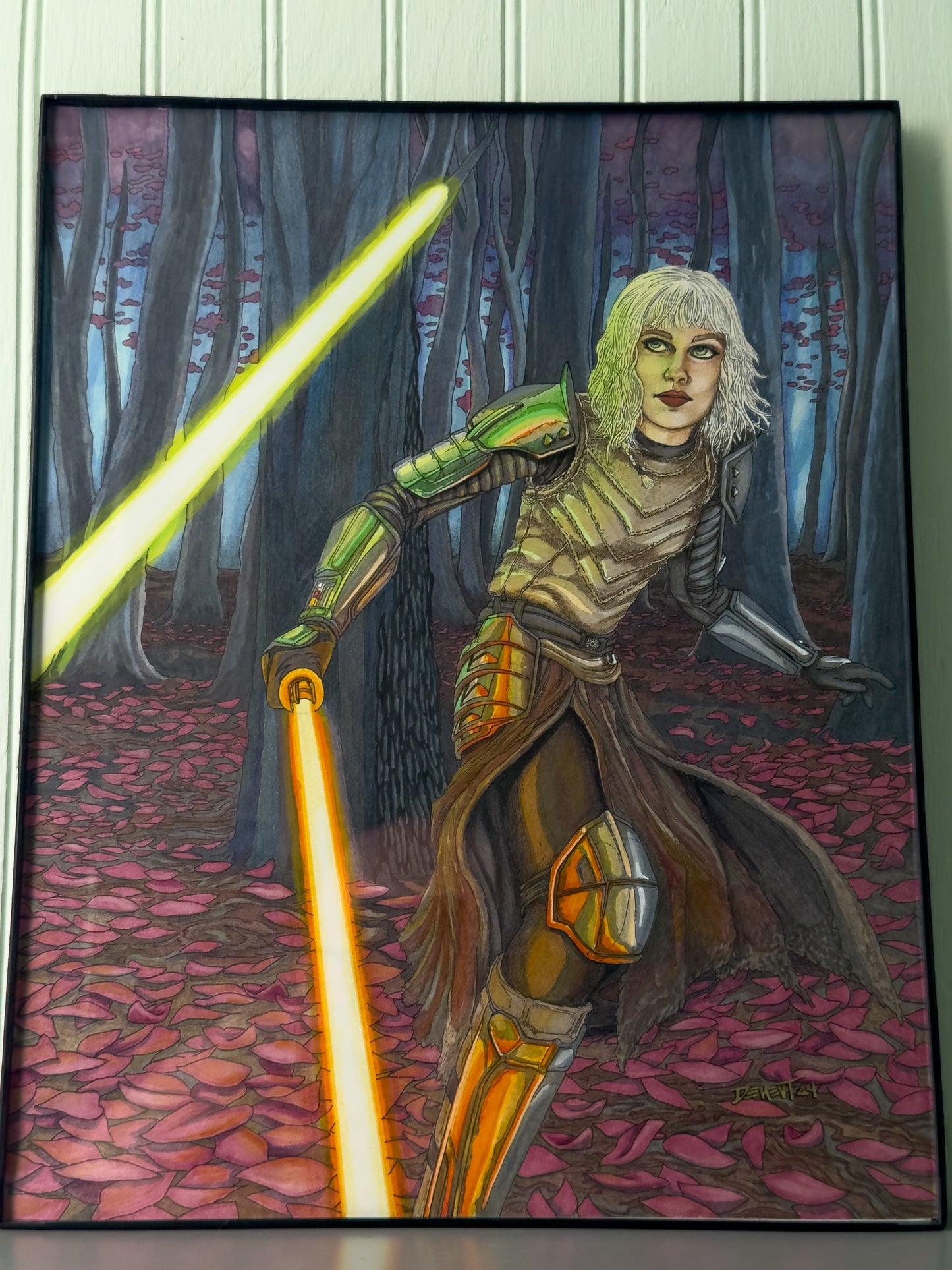 Shin Hati – Lightsaber Duel Original Artwork (One-of-a-Kind, 11x14") by Artist Jason Dement