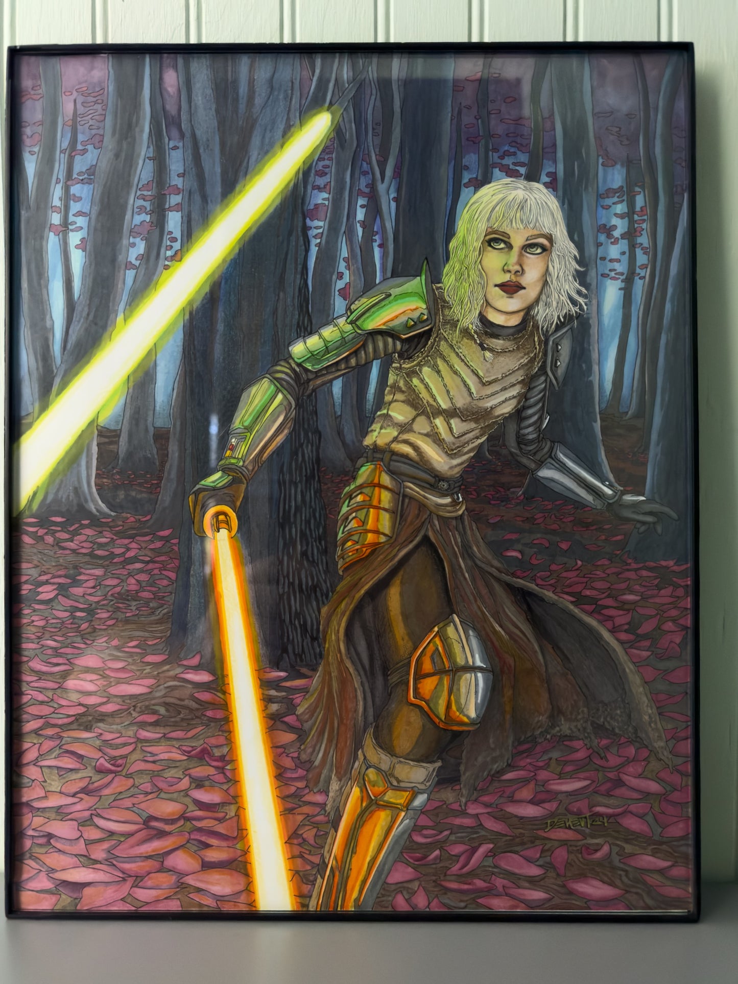 Shin Hati – Lightsaber Duel Original Artwork (One-of-a-Kind, 11x14") by Artist Jason Dement