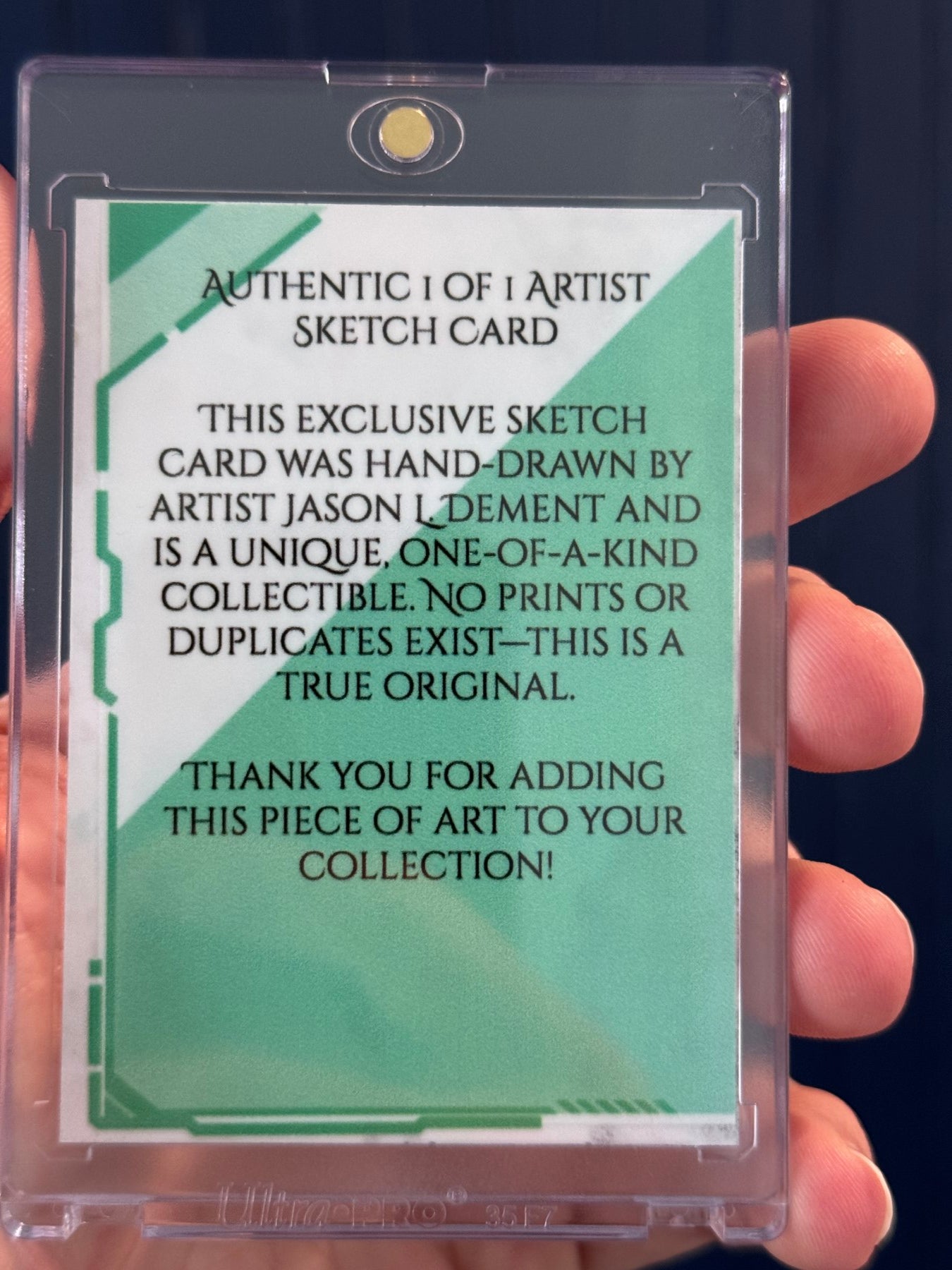 Hulk Smash 1/1 Artist Sketch card (Marvel)