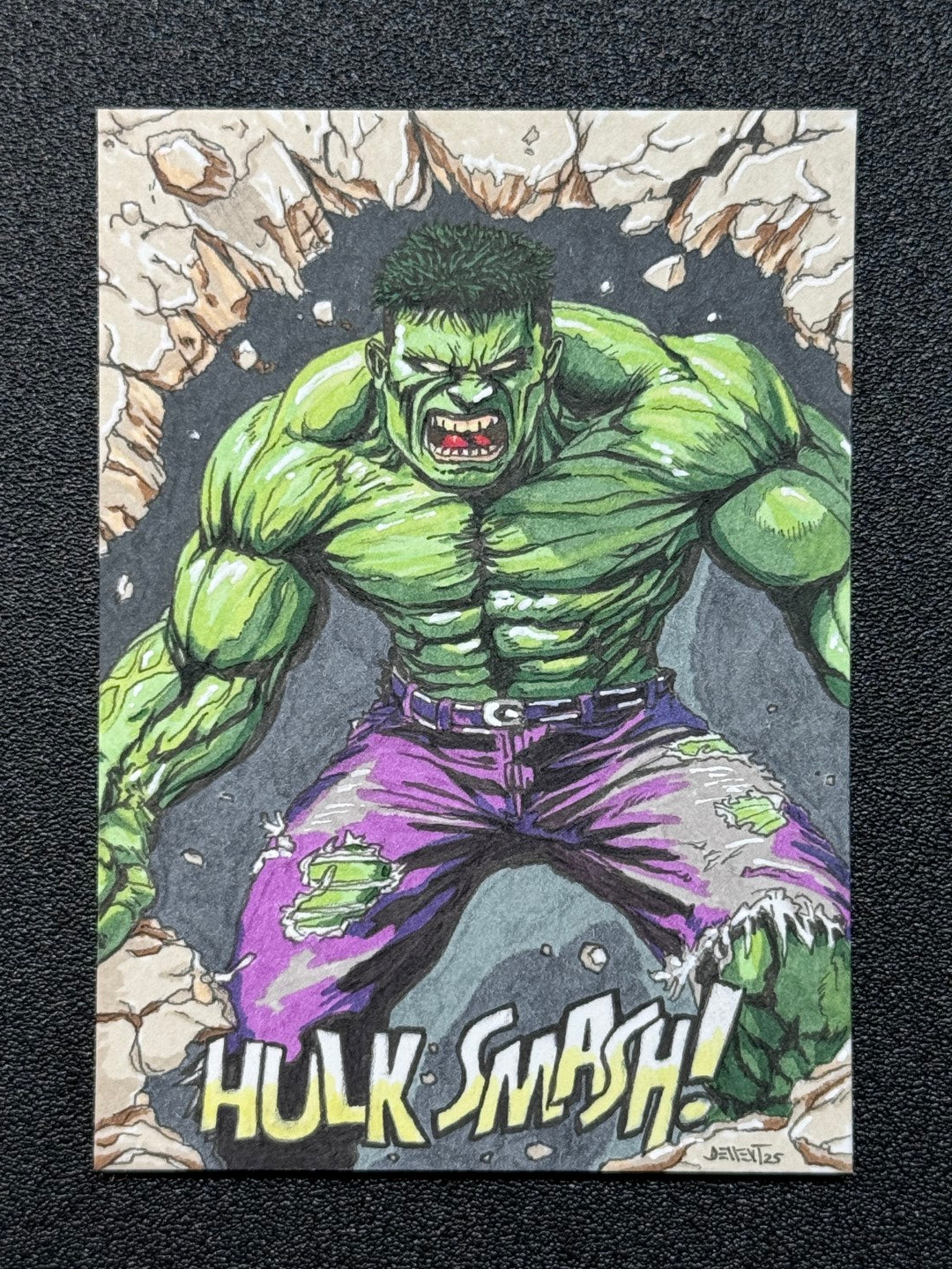 Hulk Smash 1/1 Artist Sketch card (Marvel)